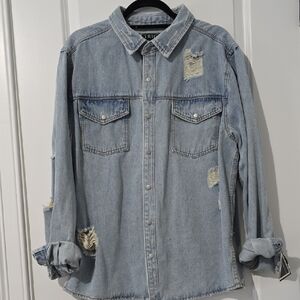 Distressed Light Blue Jean Jacket